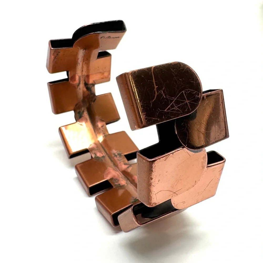 Renoir Vintage Copper Cuff Modernist Geometric Bracelet - Picture 8 of 16